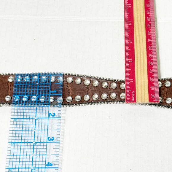 Blazin Roxx Belt MEDIUM Brown Croc Print Western Rodeo Bling Rhinestone Jewels - Picture 10 of 11